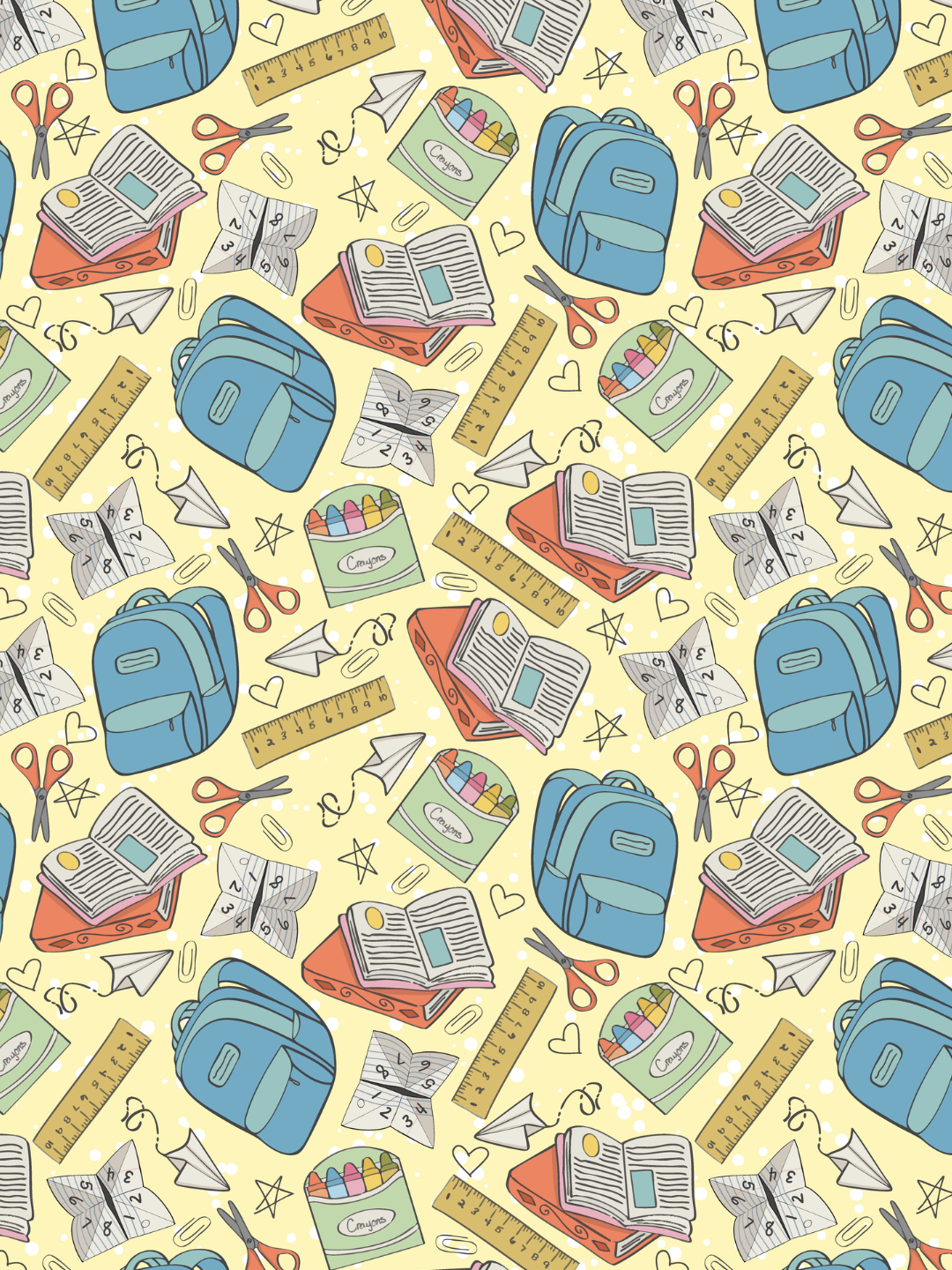 Girly Back to School Doodles Seamless Pattern