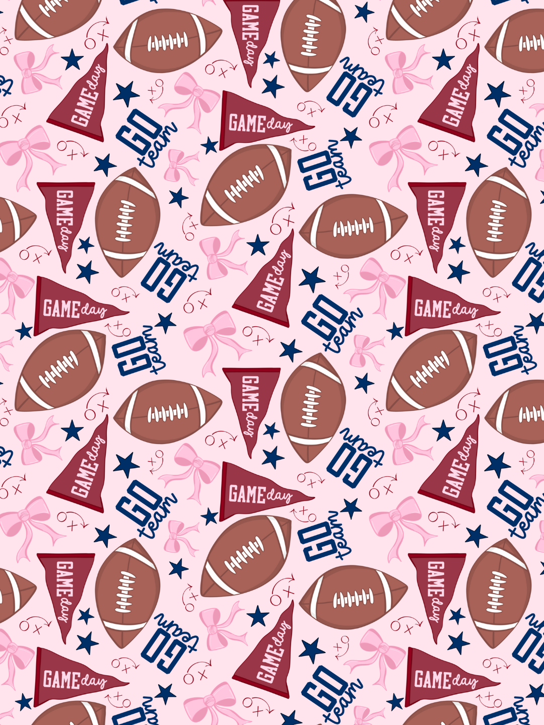 Girly Football Seamless Pattern 