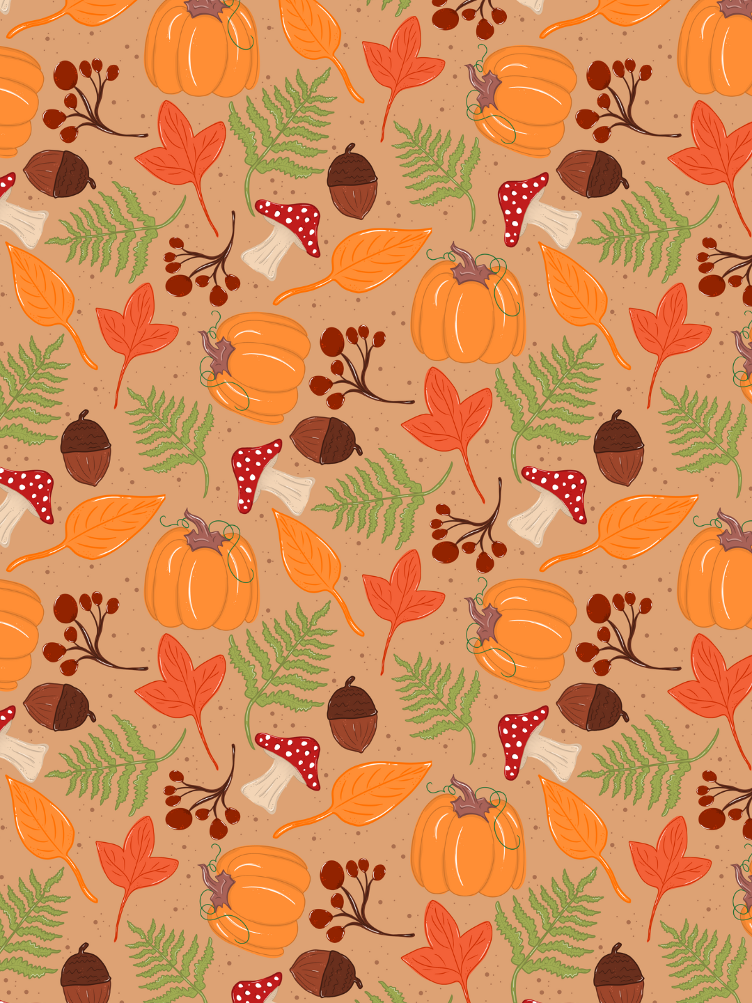 Whimsy Fall Forest Seamless Pattern