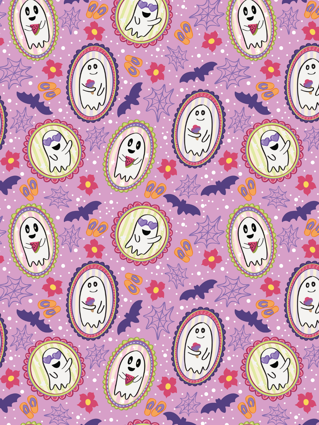 Ghosty Summer Seamless Pattern