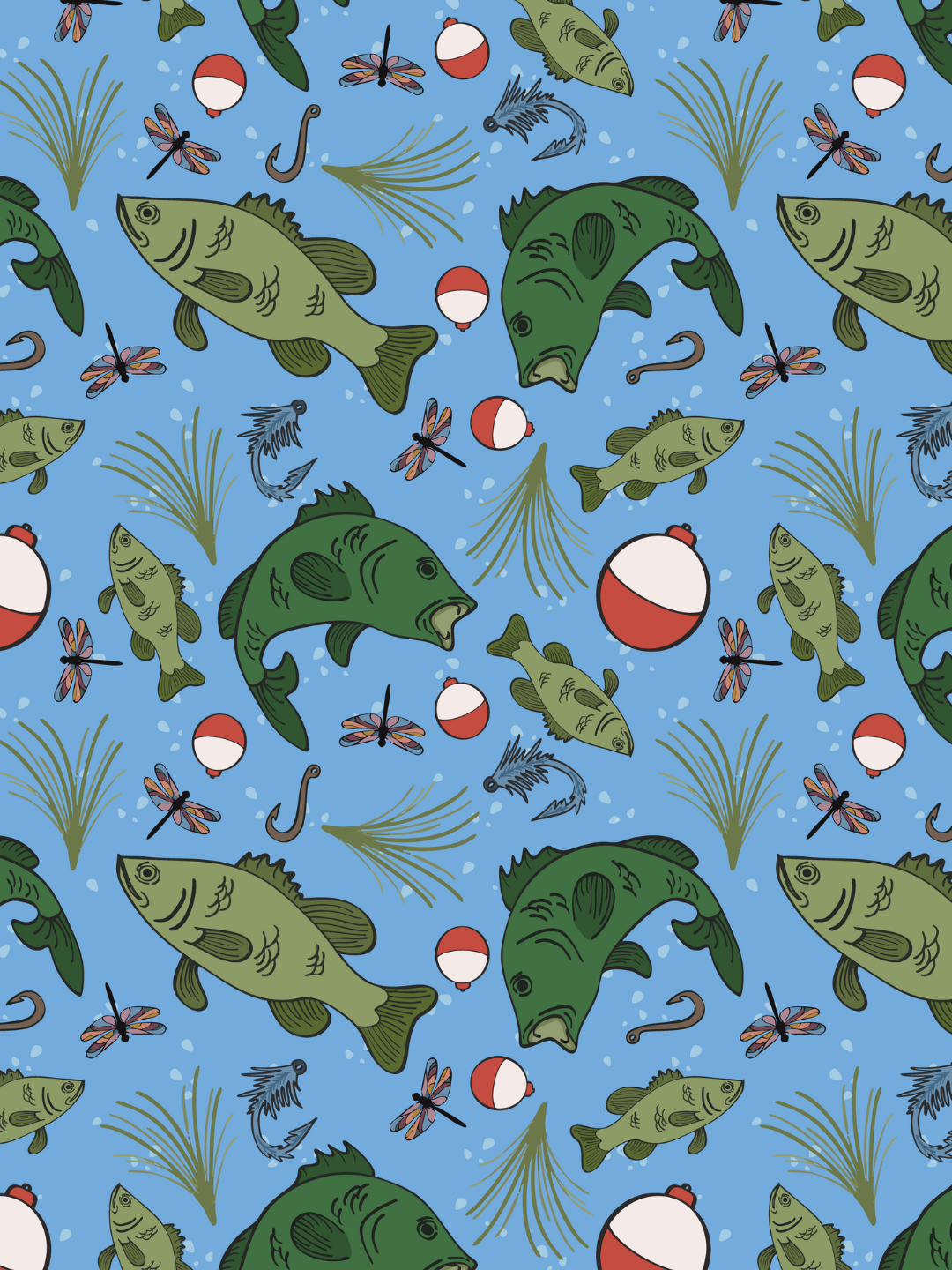 Day at the Lake Seamless Pattern 