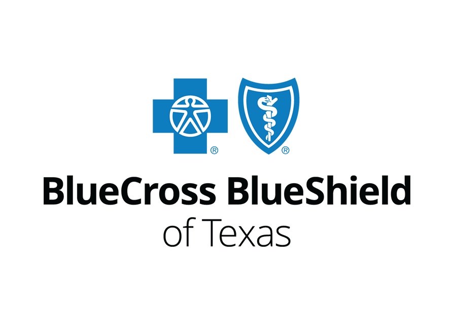 BlueCross BlueShield of Texas logo with blue icons of a cross and shield, accompanied by black text.