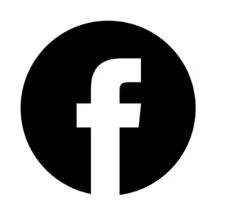 Facebook logo with white lowercase 'f' inside a black circle