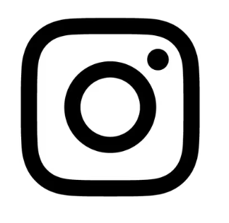 Instagram logo, a black outline camera icon in a rounded square.