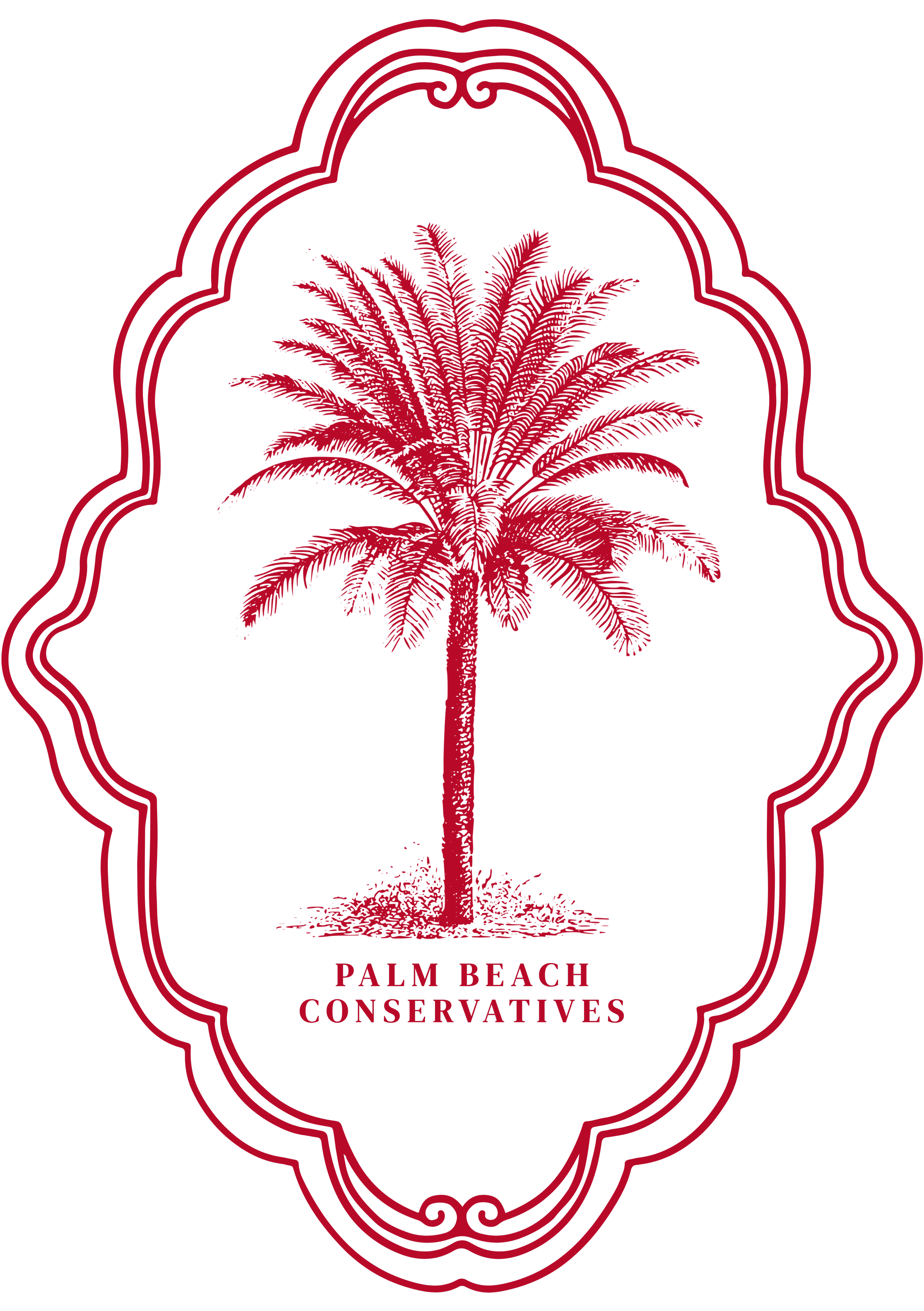 Palm Beach Conservatives palm tree logo with fancy border in red