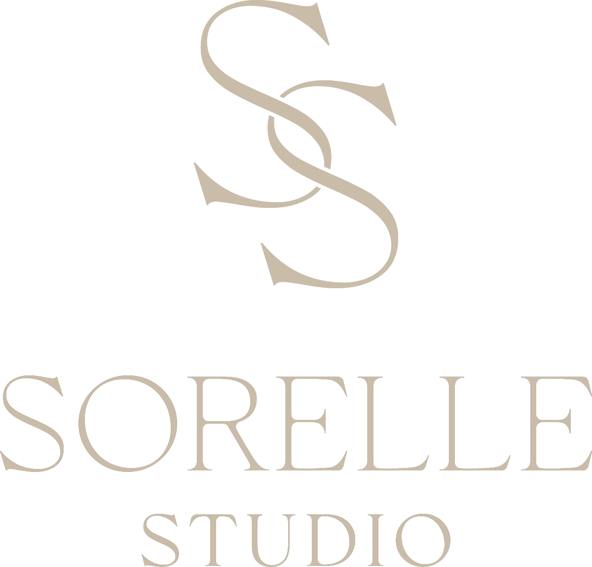 A black logo with a stylized S and S intertwined above the text "Sorelle Studio" in gray font.