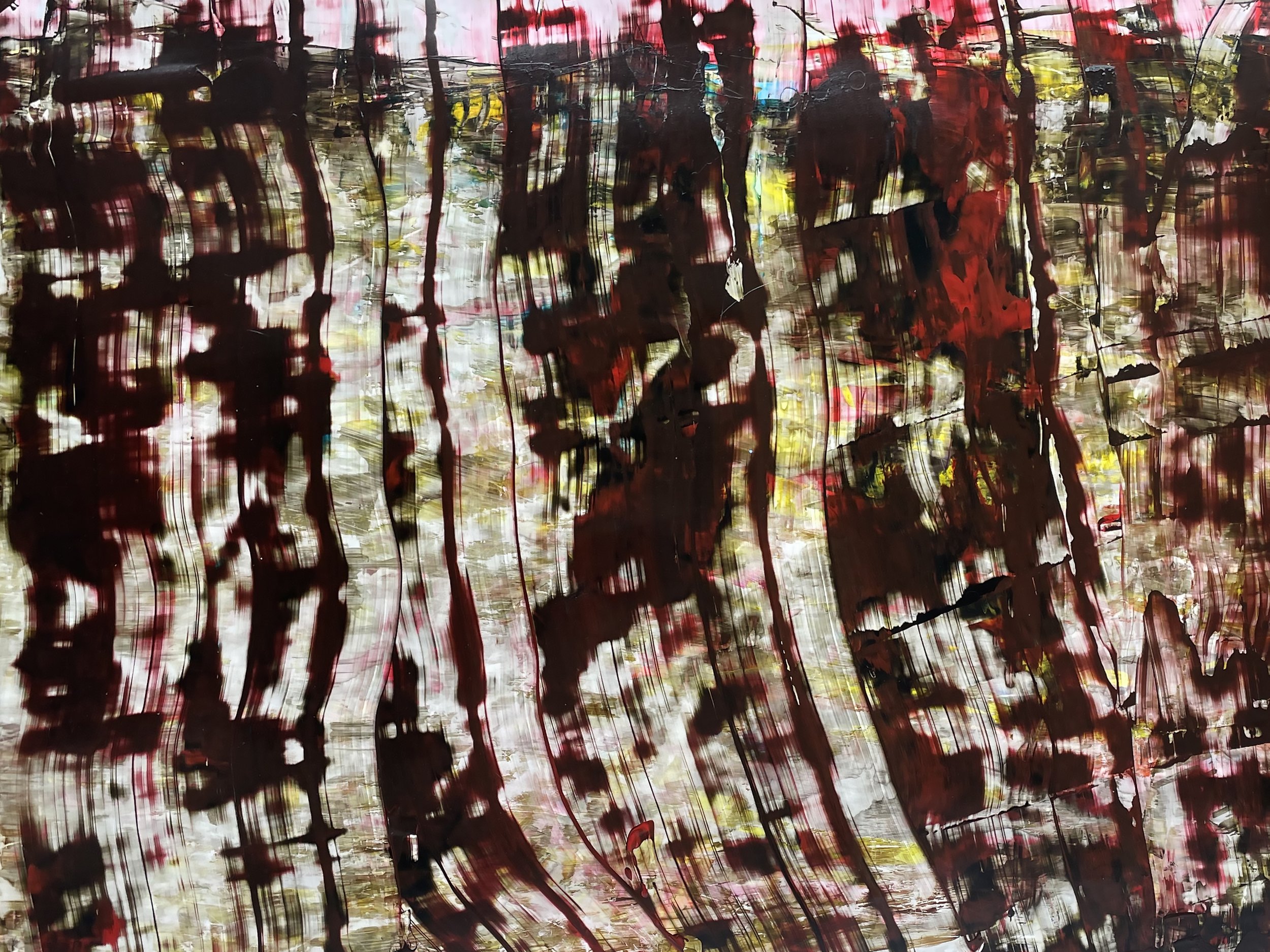 I tried to tell it's age by the rings. Acrylic on YUPO 20 x 26"