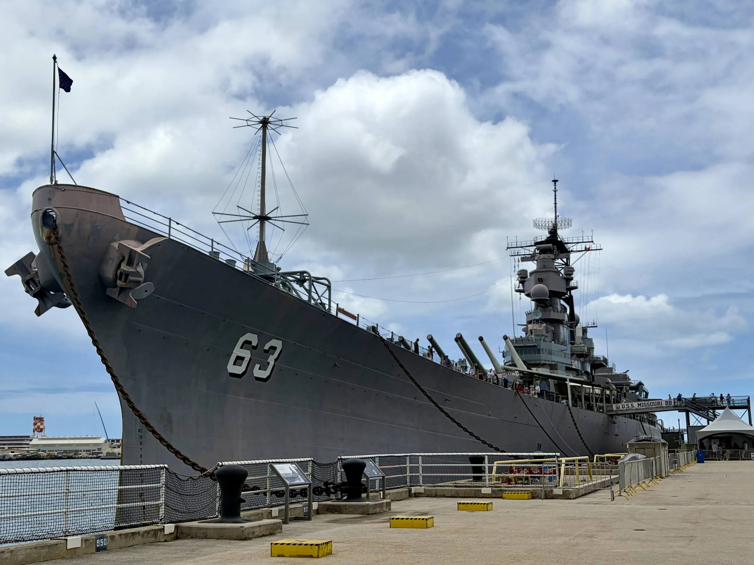 View of the side of the USS Battleship Missouri
