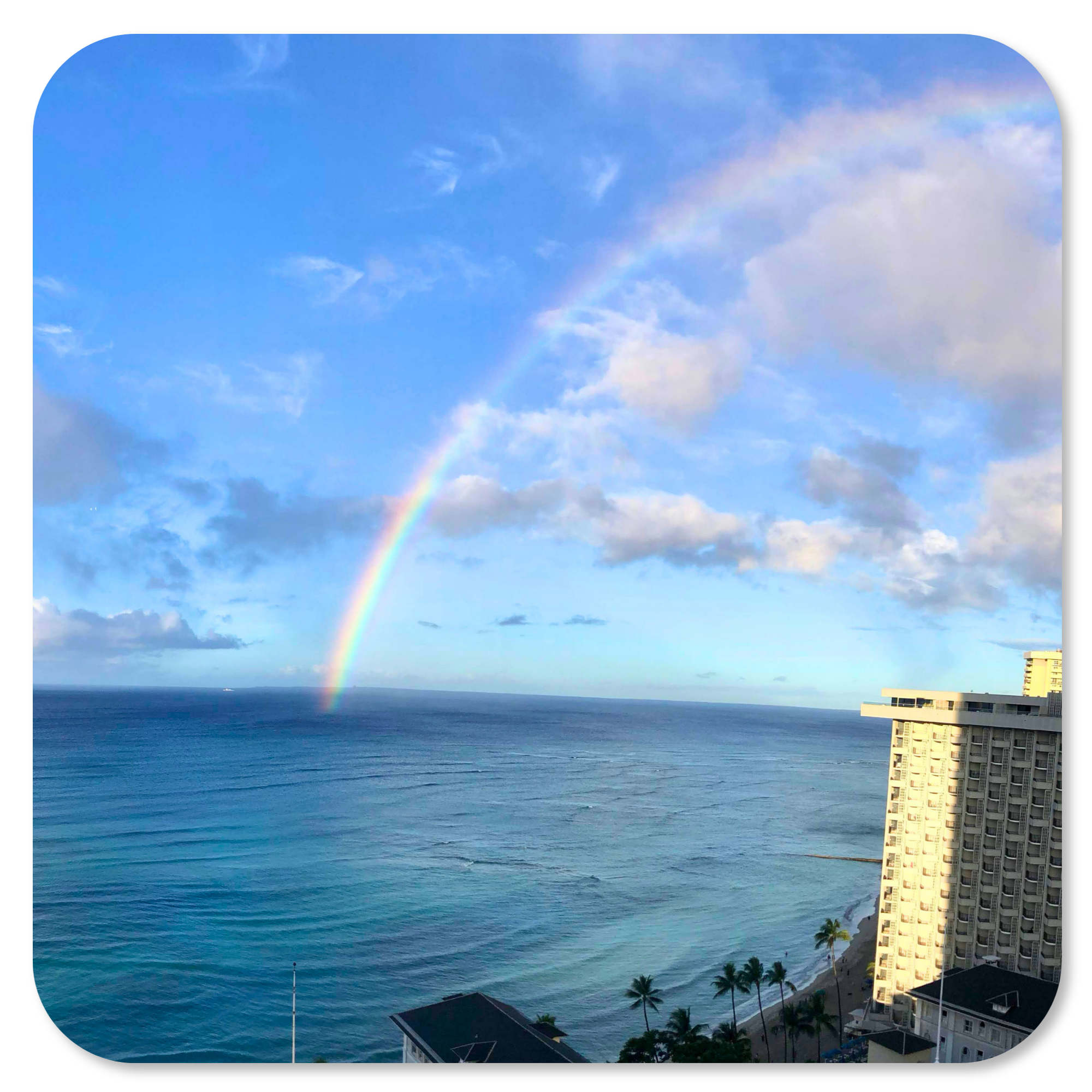 Rainbow over the ocean near Waikiki Beach, Honolulu, Oahu