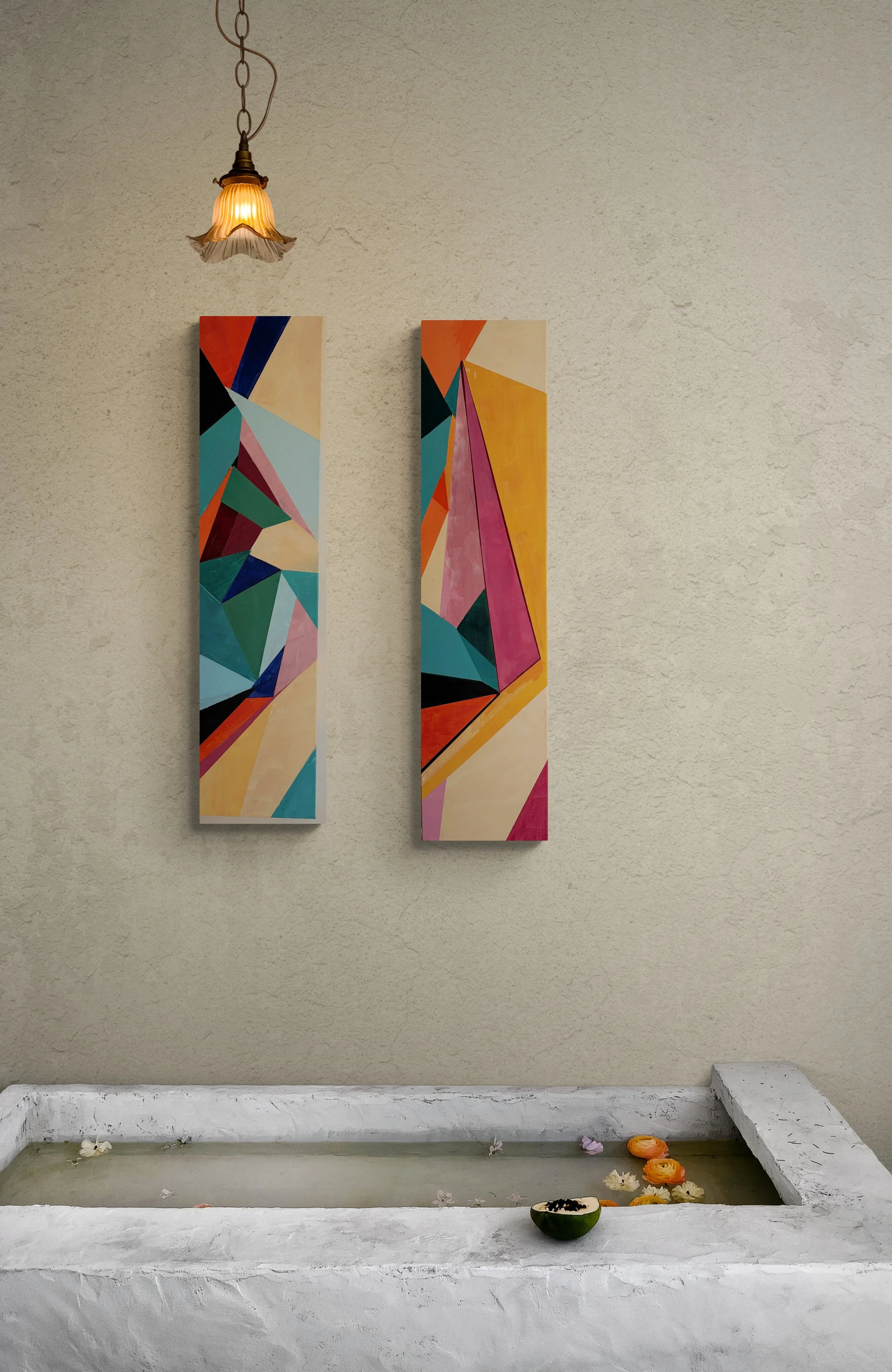 Geometric Abstract Painting Duo