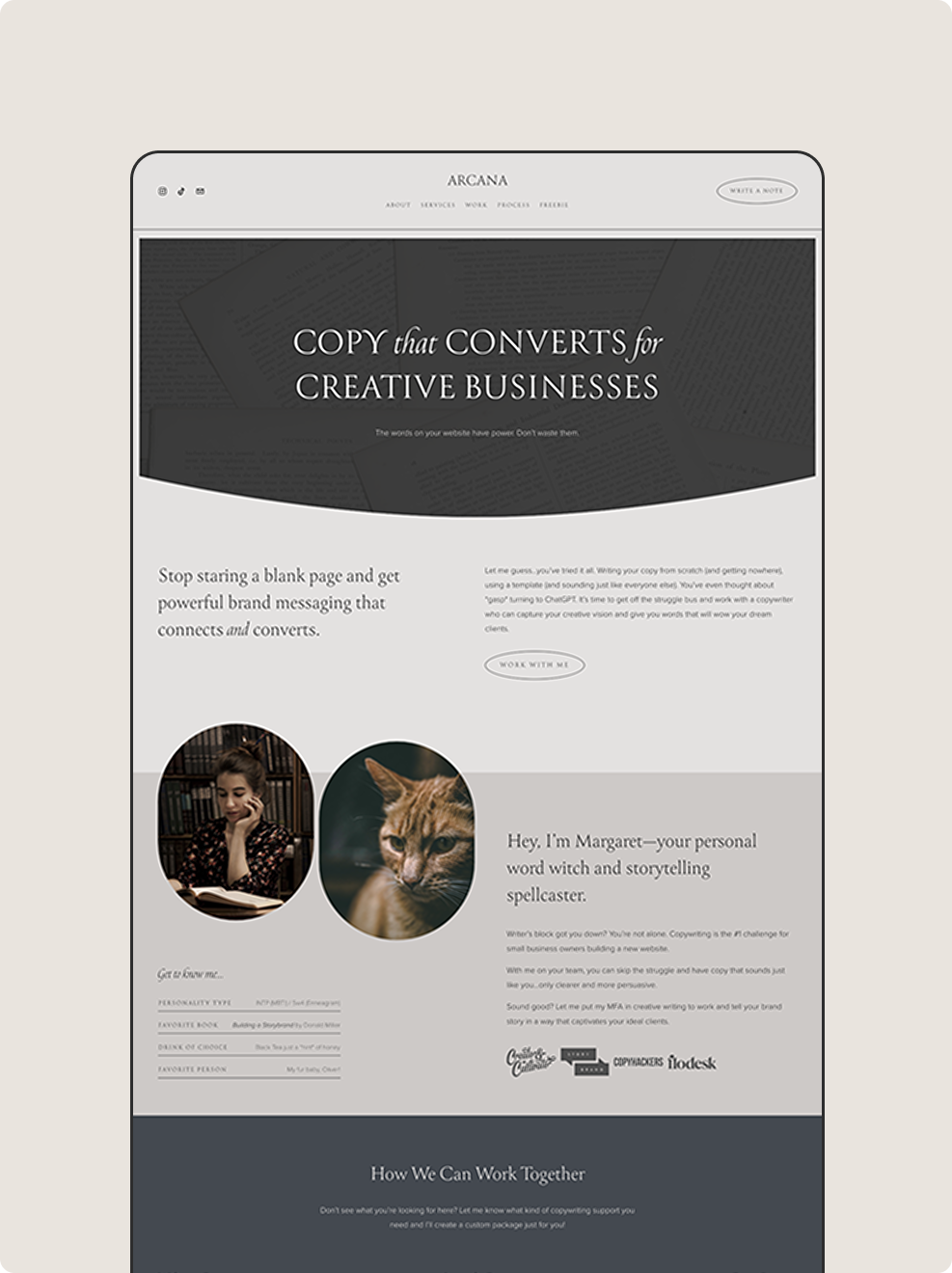 Arcana One-Page Template