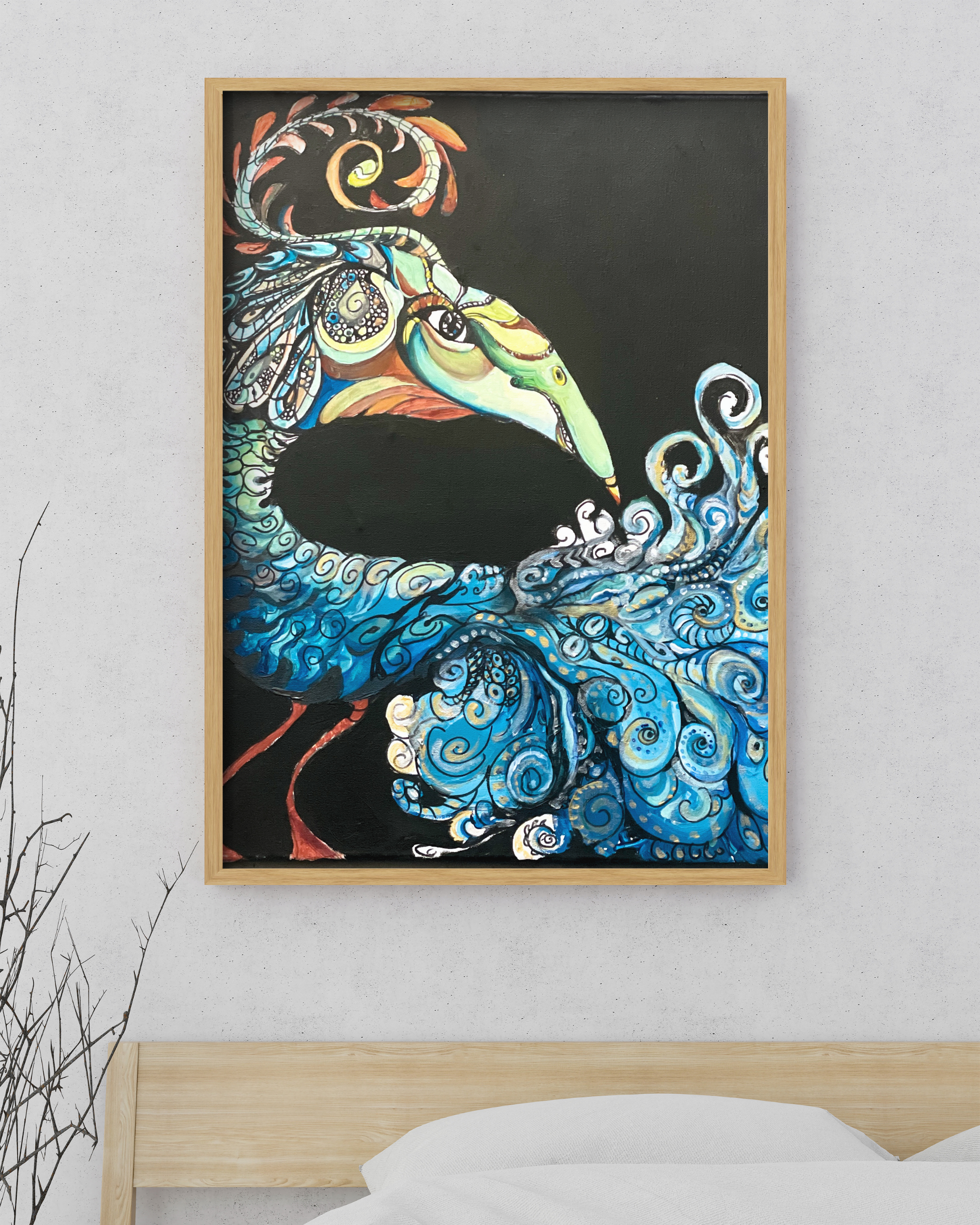 Mythical Bird - Acrylic on Canvas - 16" x 20"