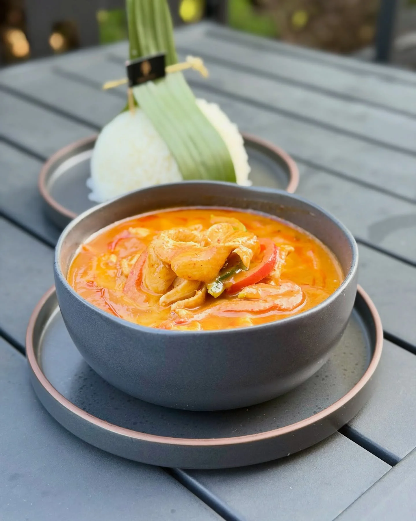 Panang Curry. Rich coconut curry with warm spices, a gentle heat, and the bright aroma of kaffir lime leaves. Comforting, creamy, and full of flavor in every bite.

Perfect with a side of jasmine rice.

Join us at Pad Thai.

#PadThaiKC #ThaiFoodKC #K