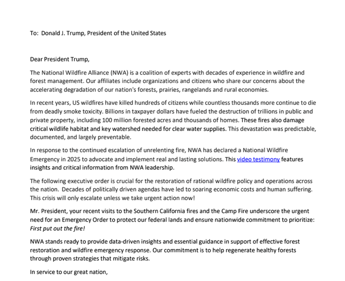 National Wildfire Alliance Executive Order 2025*