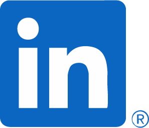 LinkedIn logo with blue square and white lowercase 'in'
