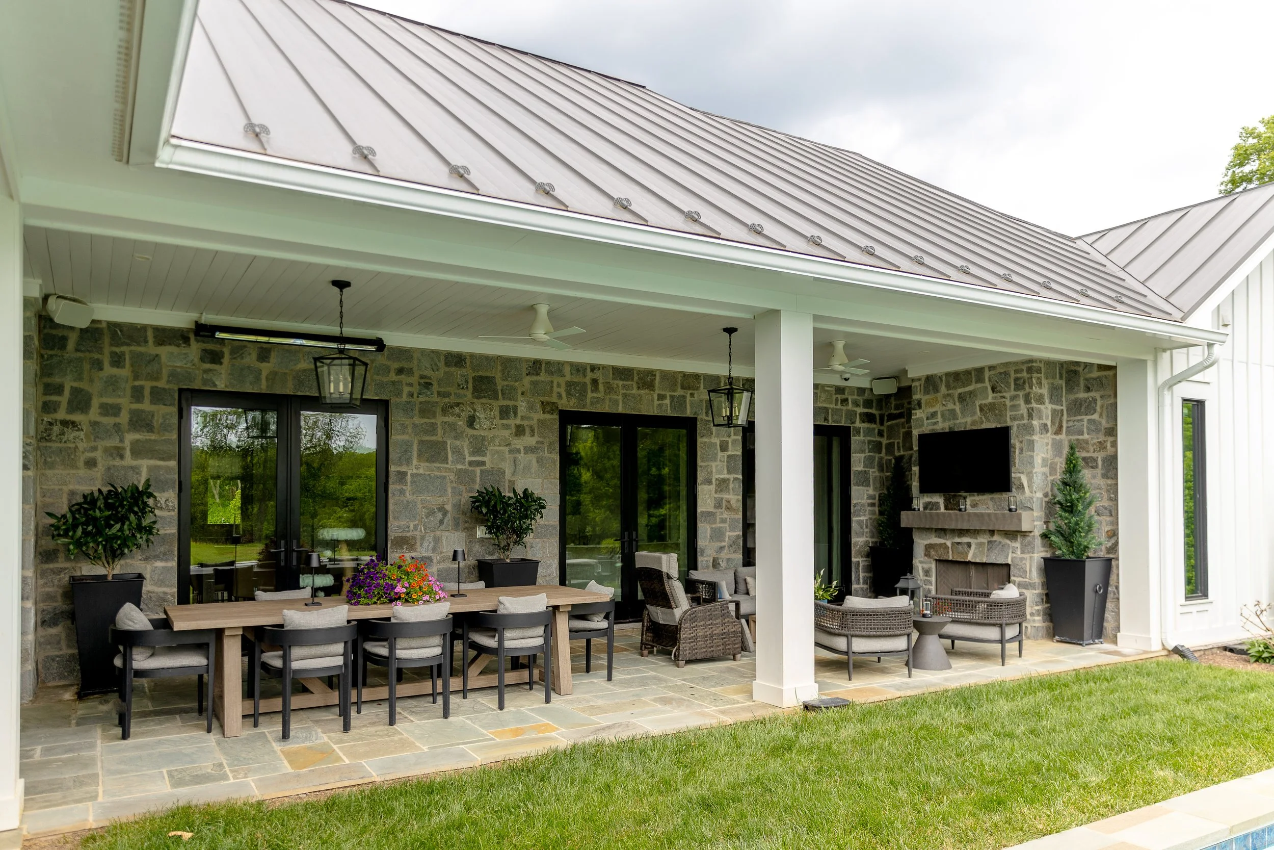 Outdoor Fireplace, Metal Roof, University Homes