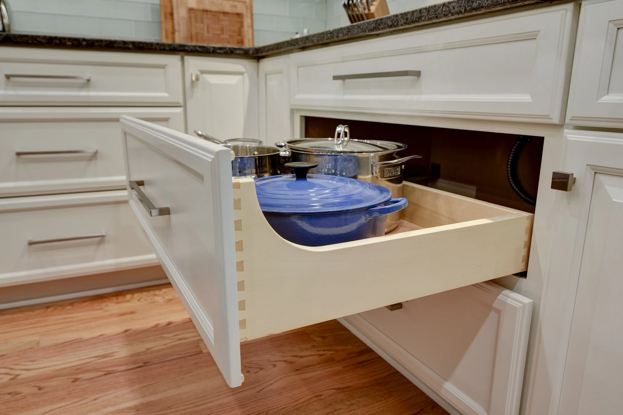 Scooped Drawers for Pot Storage