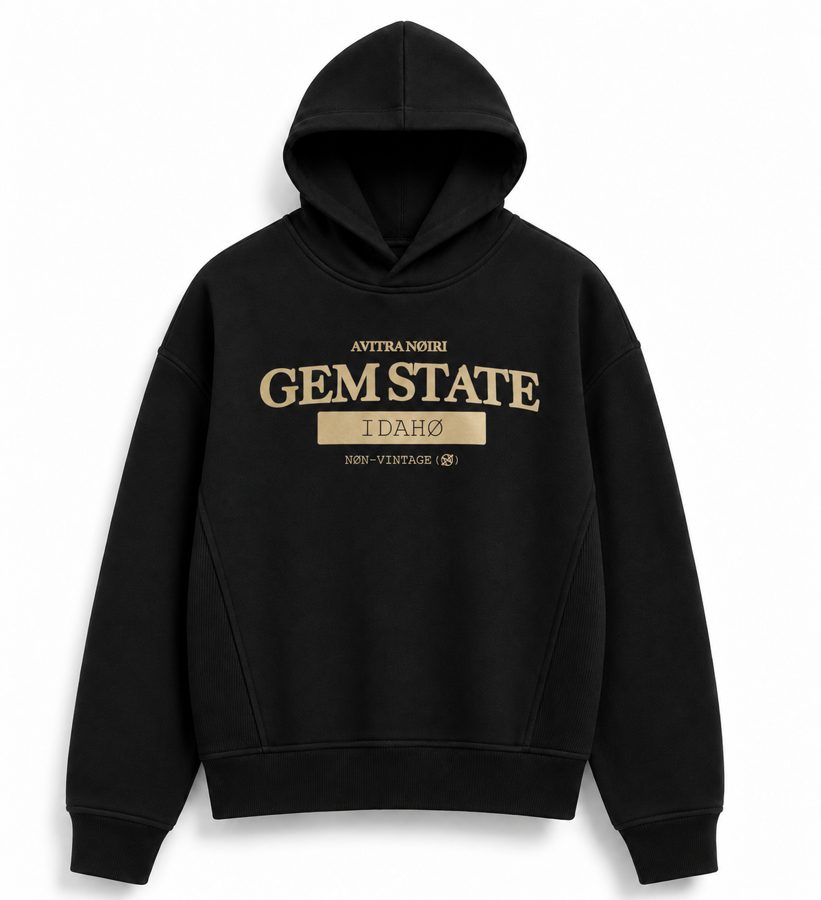 Vintage Gem State Black Hoodie Mockup.png