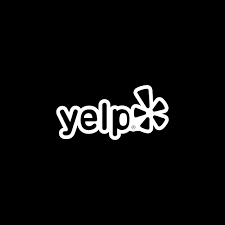 Yelp logo with black background and white text