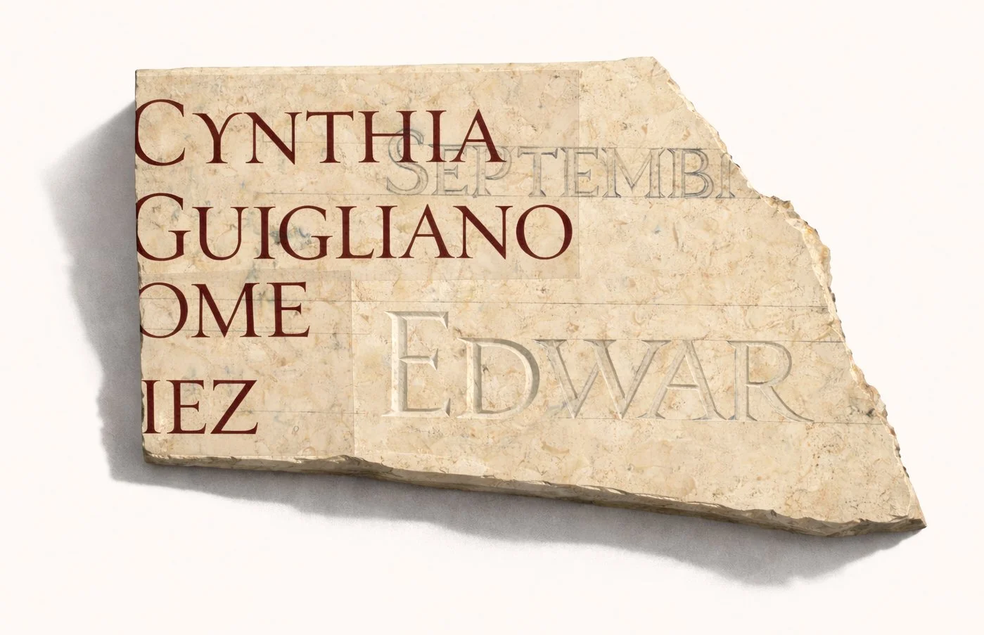 BlueCross BlueShield, limestone engraving for 9/11 memorial, honoring employees lost at World Trade Center headquarters