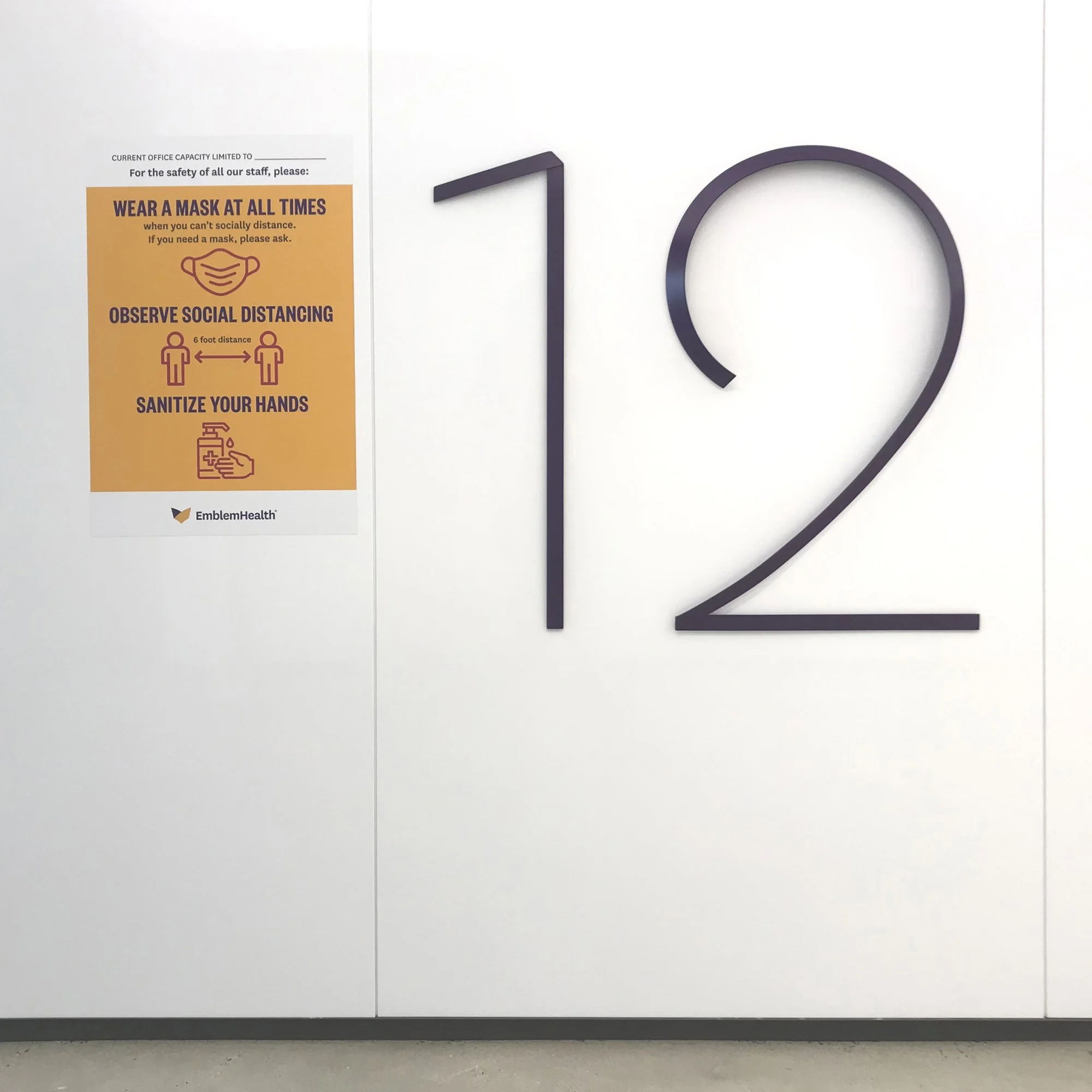 EmblemHealth, custom floor numbers, in collaboration with Gensler