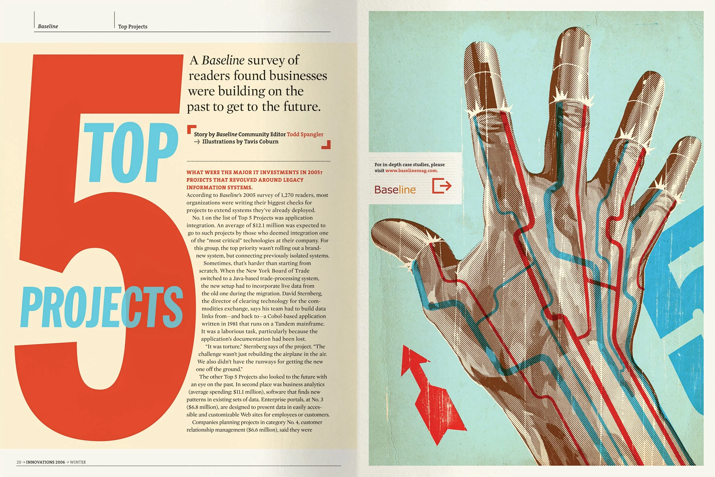 Ziff Davis Media, IBM Innovations magazine, editorial spread, illustration by Tavis Coburn