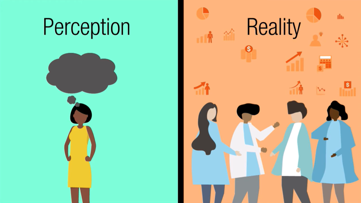 this is a screen grab from one of our produced videos discussing how people see society as more equal than it is, as well as the problems this misperception causes.