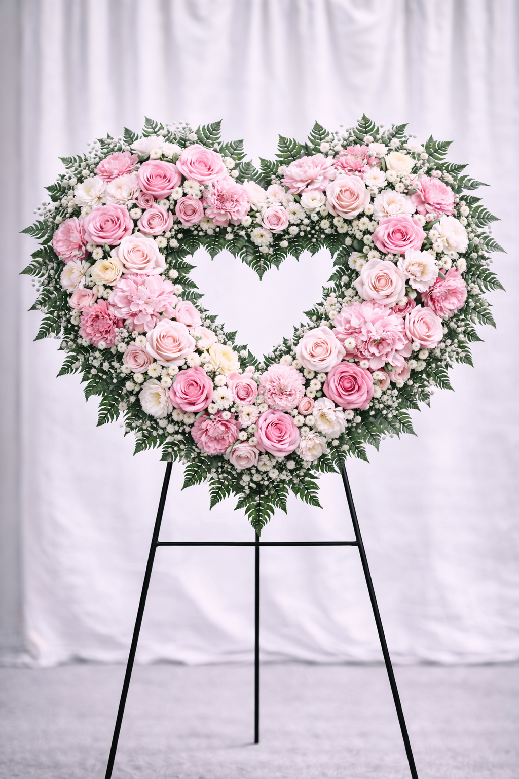 18 Inch Heart Display-Pink & White