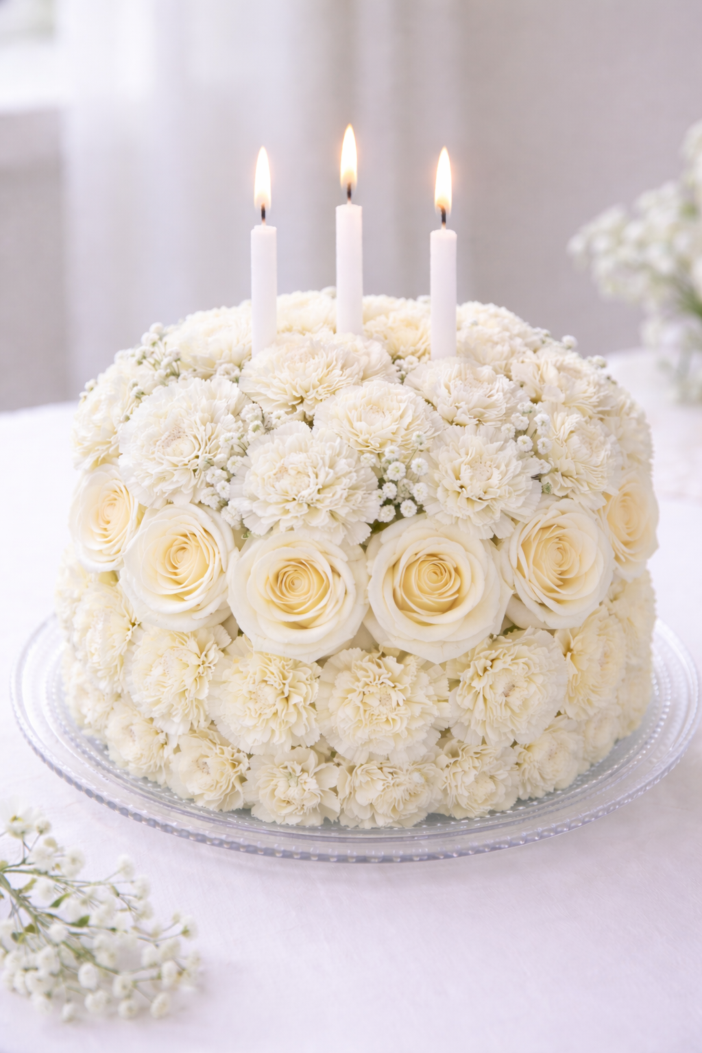 All White Floral Cake