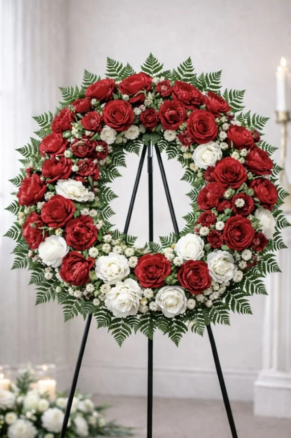 26 Inch Large Wreath Display-Red & White