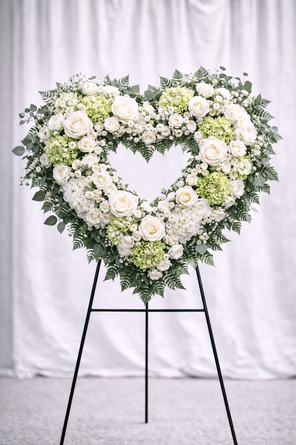 18 Inch Heart Display-Light Pale Green & White