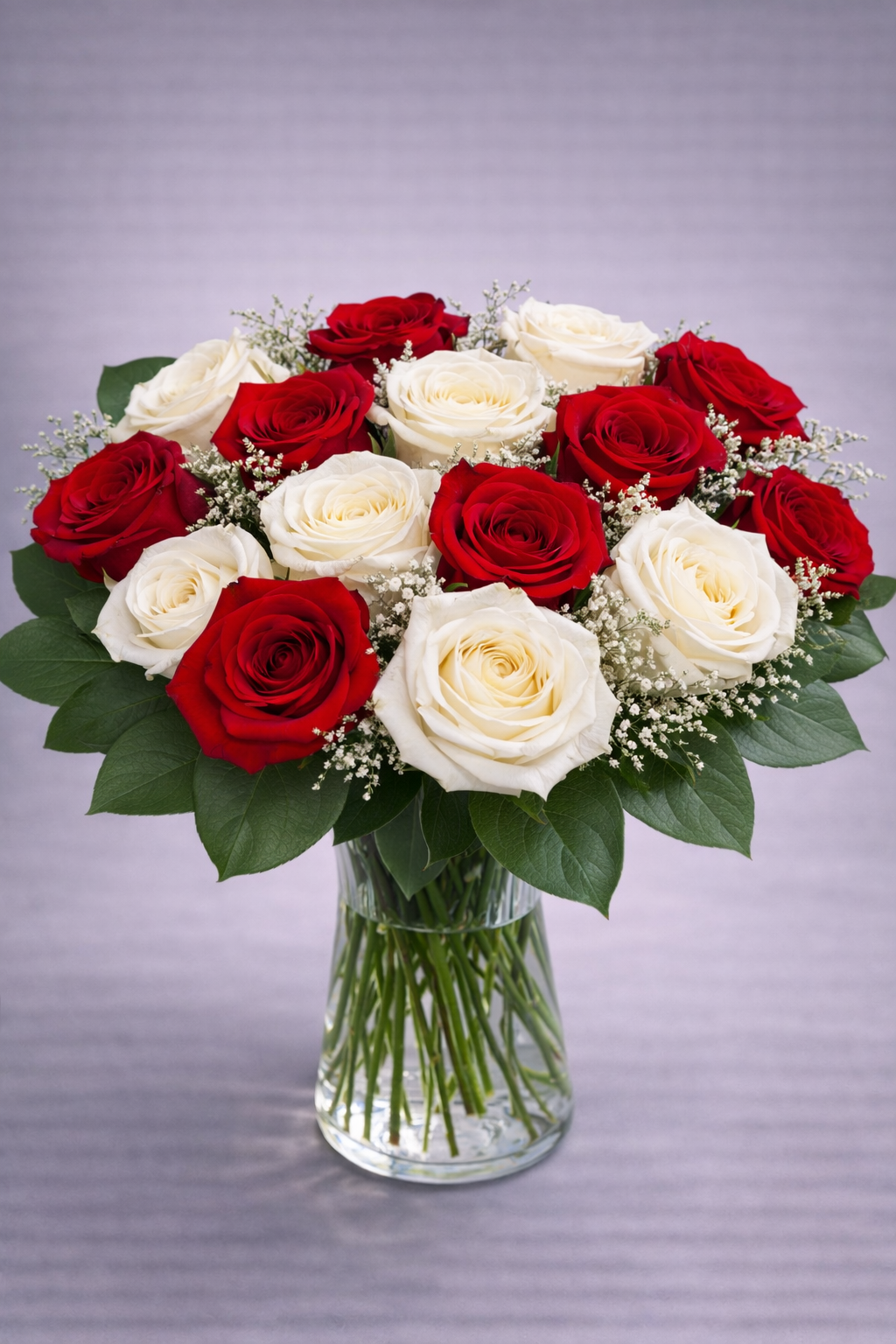 Crimson & Ivory-24 Roses