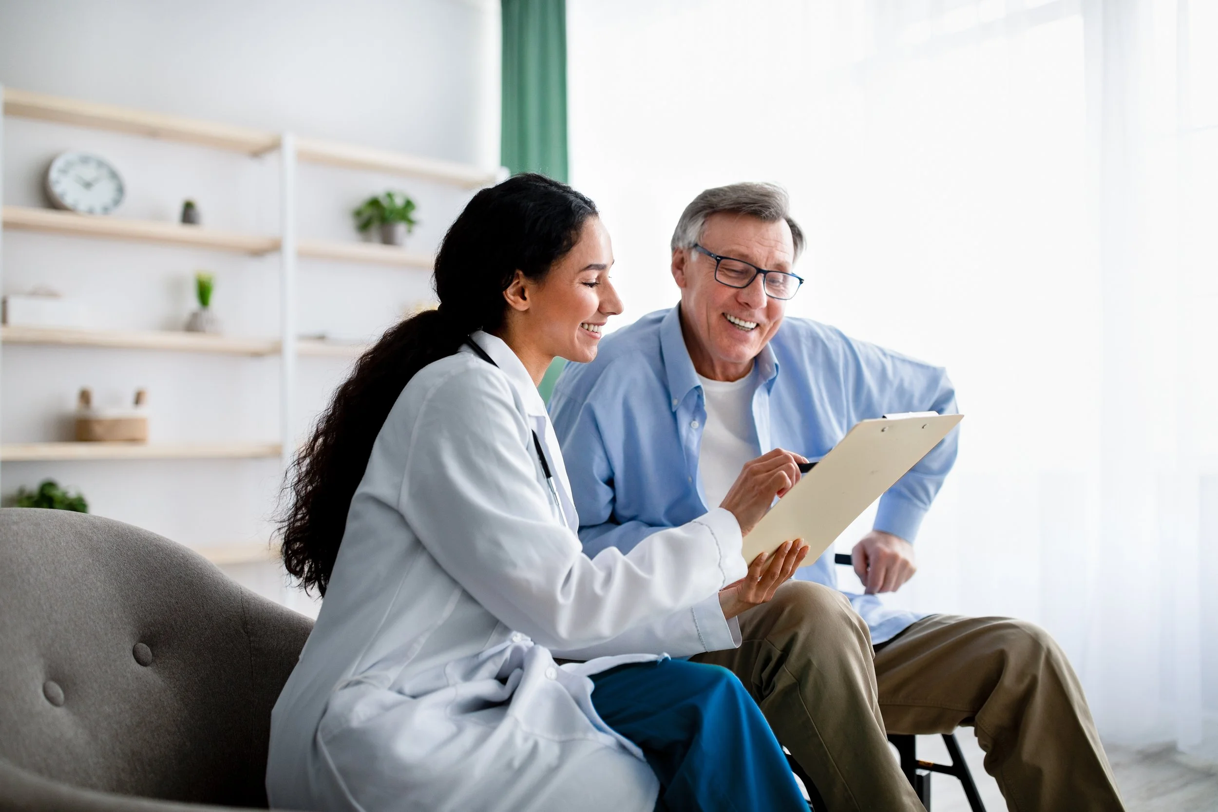 Doctor discusses care plan with patient