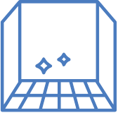 Line drawing of an open laptop computer with three small icons or symbols above the keyboard area.