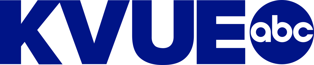 Logo of KVUE ABC television station featuring large blue letters and a blue circle with white 'abc' inside.