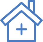 Outline of a house with a medical cross inside