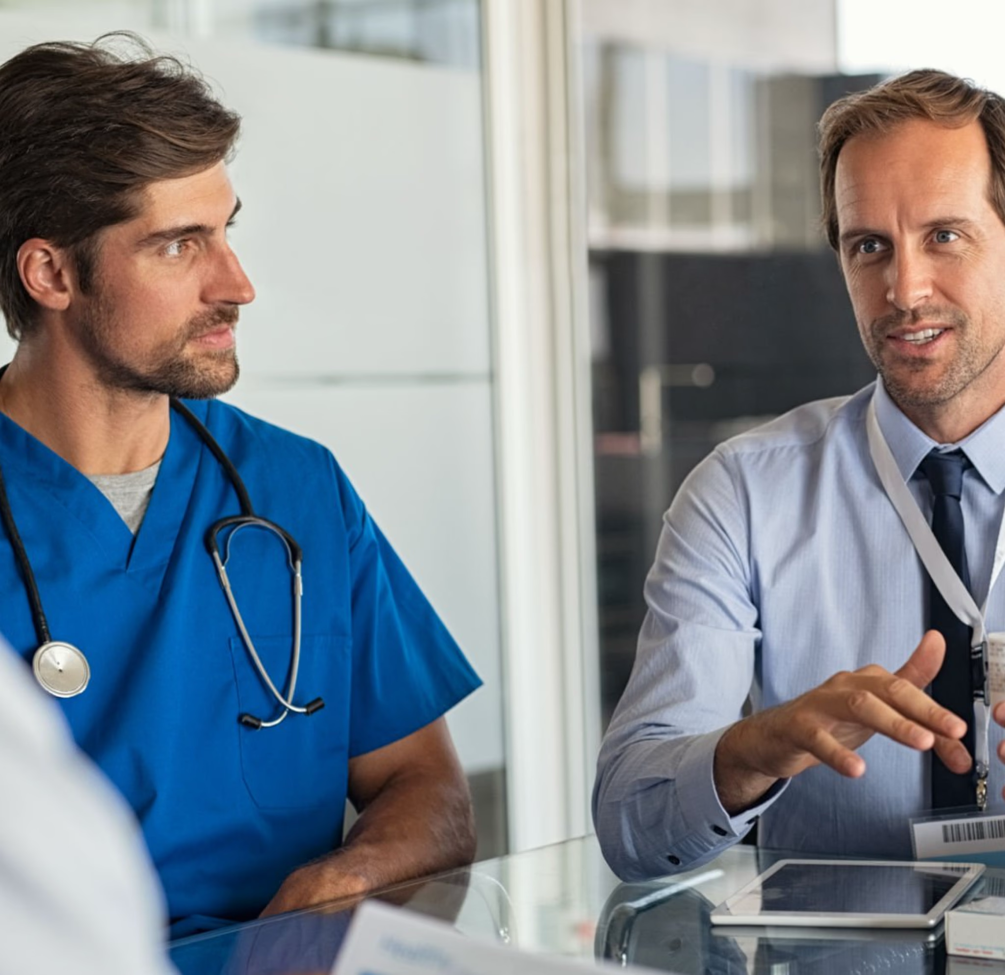 Doctors meeting to discuss patient care