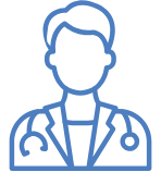 Outline of a medical professional with a stethoscope