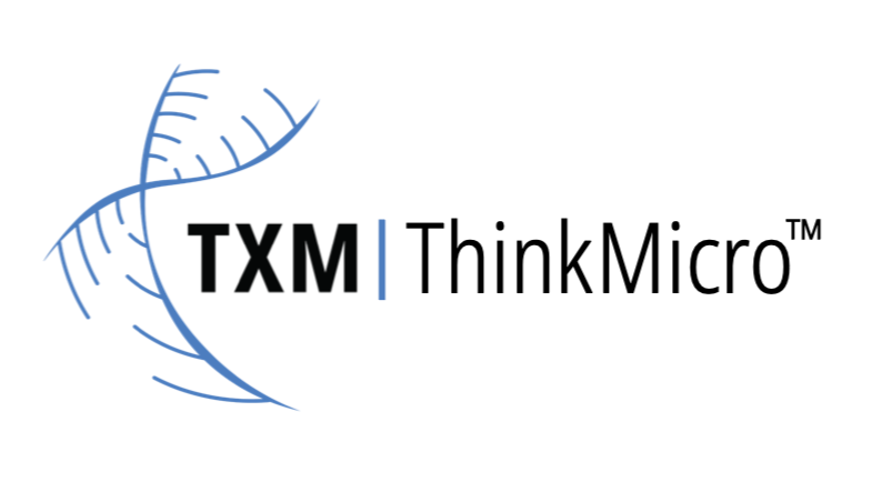 TXM ThinkMicro logo with a stylized blue leaf design on the left.