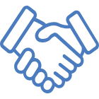 Outline of two hands shaking