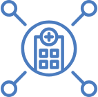 Icon of a calculator surrounded by interconnected nodes, representing digital or networked computing.