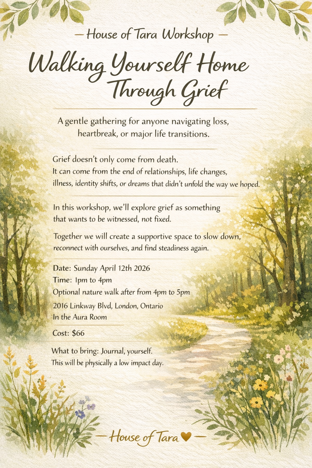 Walking Yourself Home Through Grief - IN PERSON WORKSHOP