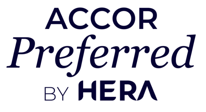 Text that reads 'Accor Preferred by HERA' in dark blue font.