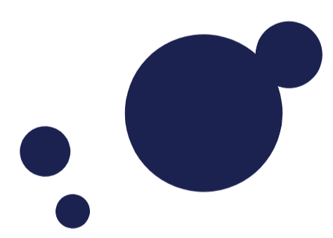 Illustration of three dark blue circles of varying sizes on a black background.