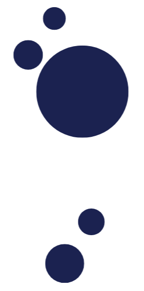A black background with five navy blue circles of varying sizes arranged vertically.
