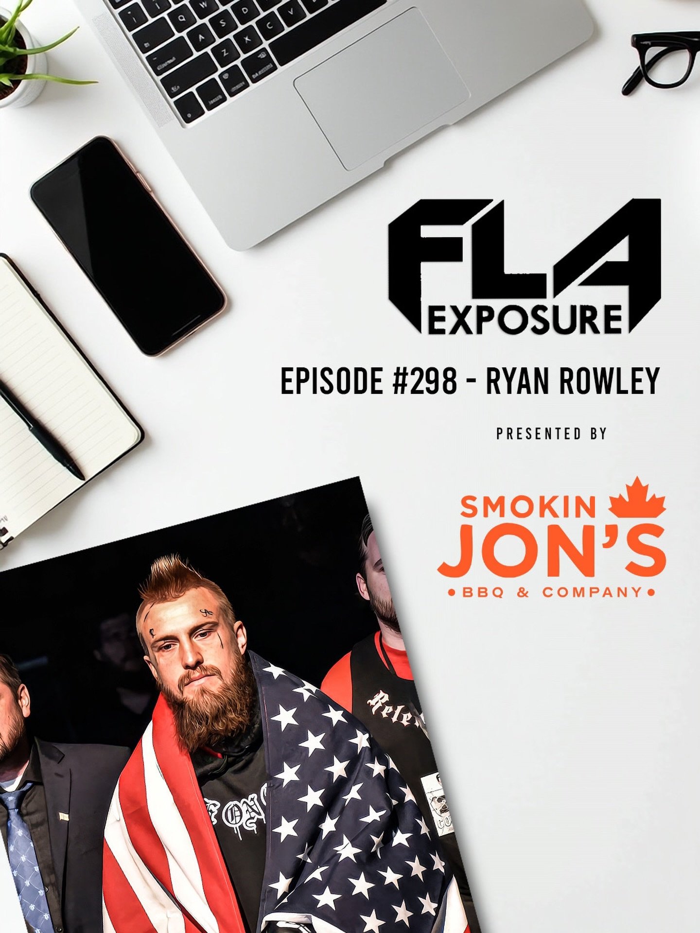 Episode #298 TODAY 1:00 pm 
▪️Ryan Rowley - 1 on 1 Fight Academy
Presented by @smokinjonsbbq