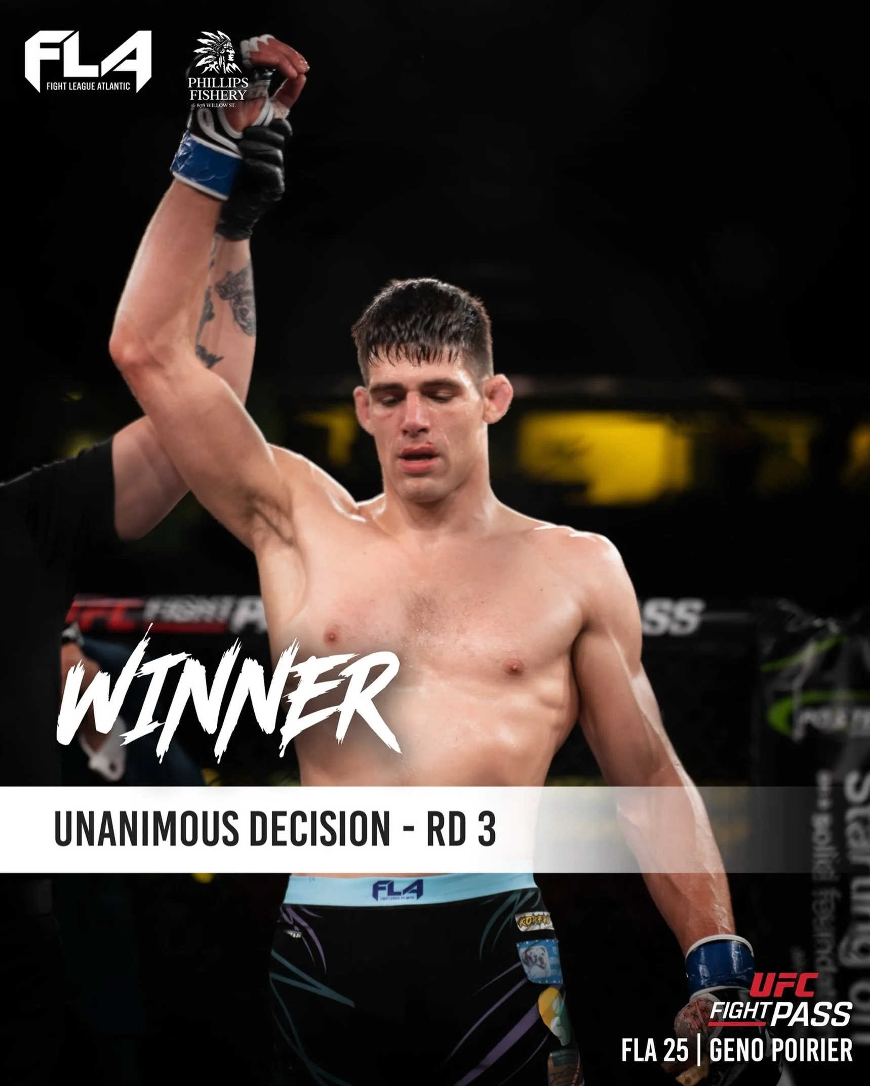 Winner via Unanimous Decision 
▪️Geno Poirier - Tristar Montreal 
#decision #fla #zatzmansportsplex #ufcfightpass