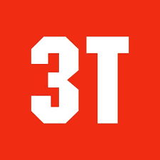 Red background with white block letters and numbers reading '3T'