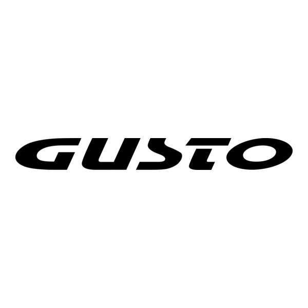 GUSTO logo in black text on a white background