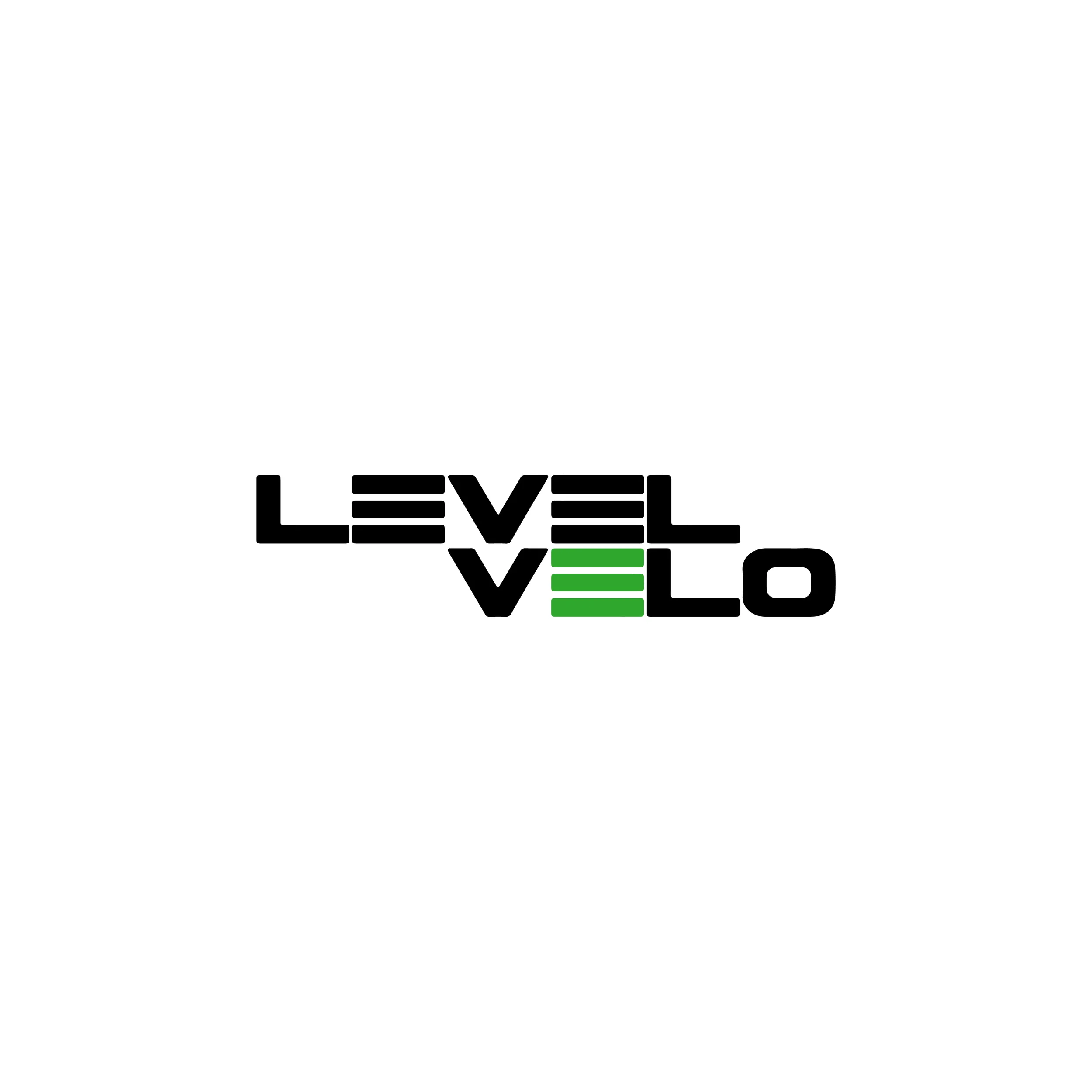 Logo with the words "LEVEL UP" in black, stylized font, with three green horizontal bars resembling steps or levels, underneath. The background is white.